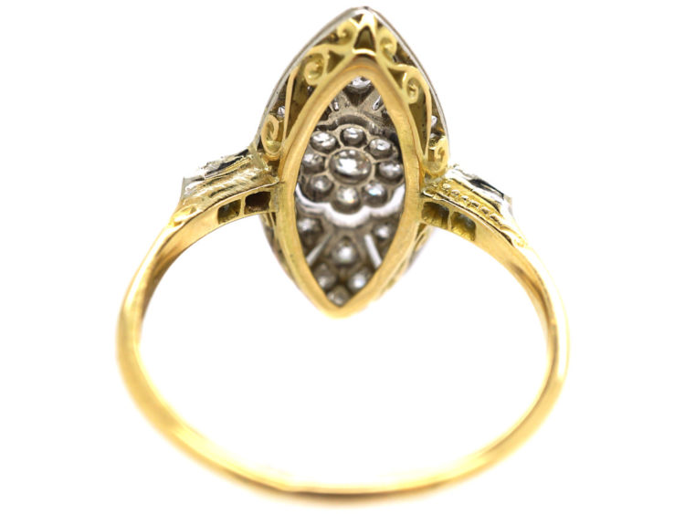 Edwardian 18ct Gold & Platinum, Sapphire & Diamond Marquise Ring