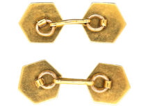 French Art Deco 18ct Gold, Red & Black Enamel Octagonal Cufflinks