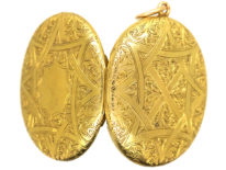 Victorian 15ct Gold Double Opening Oval Engraved Locket