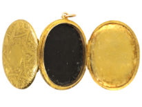 Victorian 15ct Gold Double Opening Oval Engraved Locket