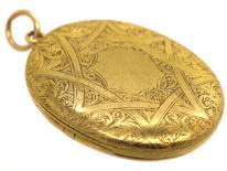 Victorian 15ct Gold Double Opening Oval Engraved Locket
