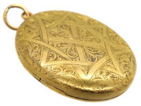 Victorian 15ct Gold Double Opening Oval Engraved Locket