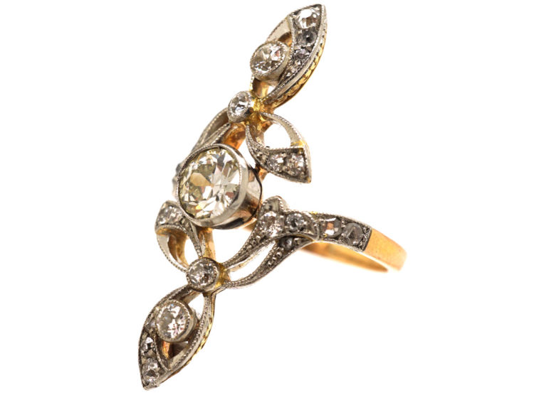 Art Nouveau 18ct Gold, Platinum & Diamond Ring