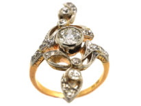 Art Nouveau 18ct Gold, Platinum & Diamond Ring