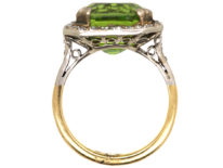 Art Deco 18ct Gold, Platinum & Peridot & Diamond Ring
