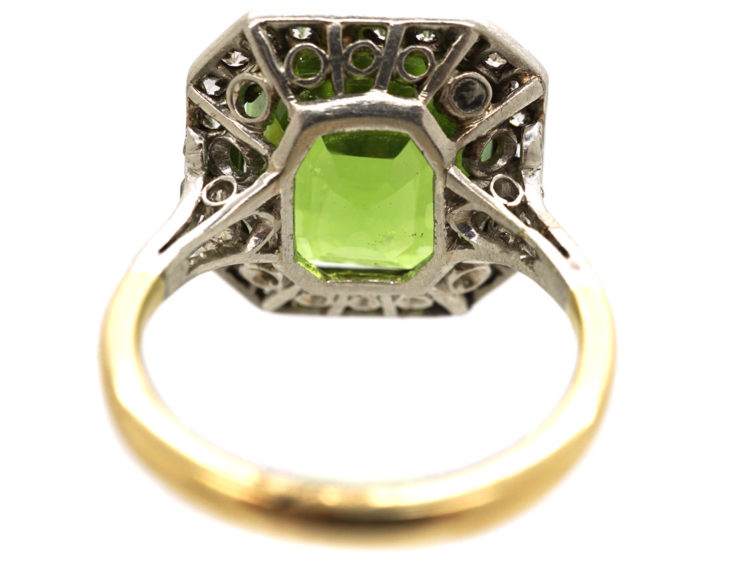 Art Deco 18ct Gold, Platinum & Peridot & Diamond Ring