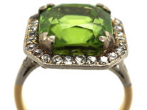 Art Deco 18ct Gold, Platinum & Peridot & Diamond Ring