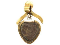 Victorian 15ct Gold, Black Enamel & Rose Diamond Heart Pendant