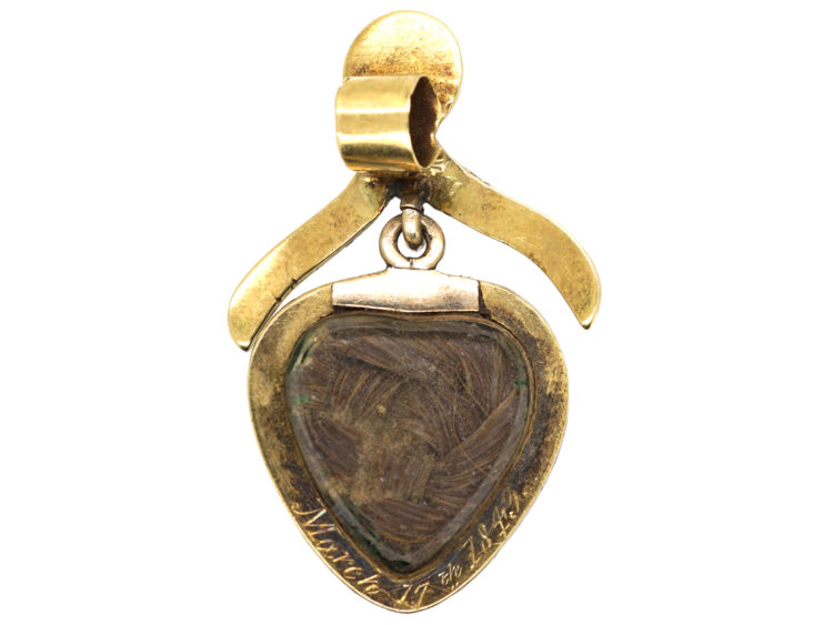 Victorian 15ct Gold, Black Enamel & Rose Diamond Heart Pendant