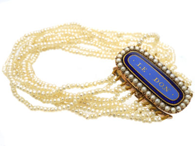 Georgian Natural Seed Pearl with Gold & Enamel Clasp