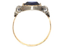 Art Deco 18ct Yellow & White Gold, Synthetic Sapphire & Diamond Ring