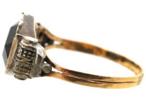 Art Deco 18ct Yellow & White Gold, Synthetic Sapphire & Diamond Ring