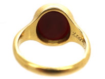 18ct Gold & Carnelian Signet Ring with Stag Intaglio