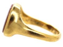 18ct Gold & Carnelian Signet Ring with Stag Intaglio