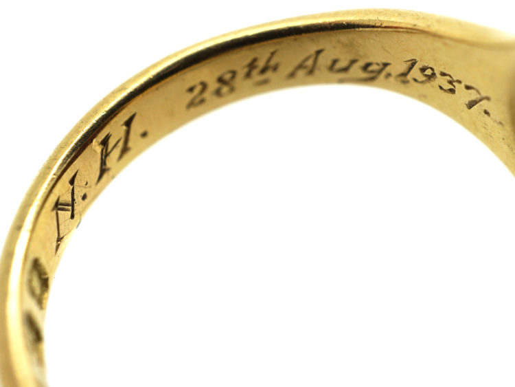 18ct Gold & Carnelian Signet Ring with Stag Intaglio