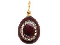 Red Enamel & Diamond Egg Pendant