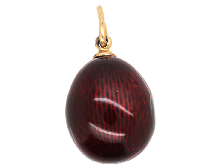 Red Enamel & Diamond Egg Pendant