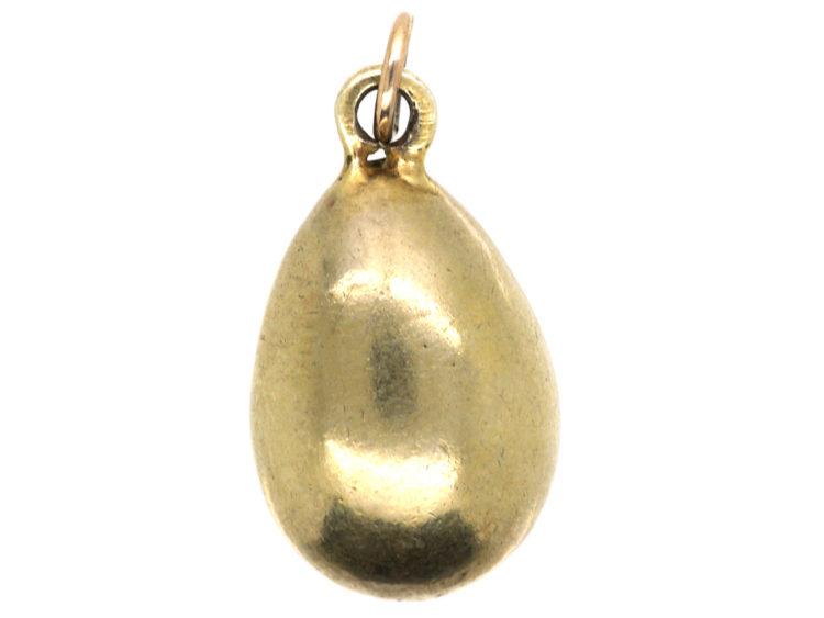 Edwardian Silver Gilt Egg Pendant set with Pearls & a Garnet
