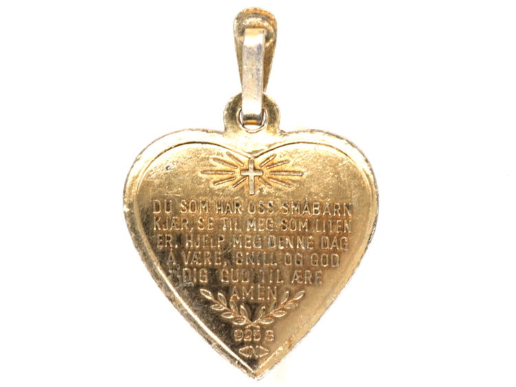 Silver Gilt & Blue Enamel Heart Pendant