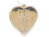 Norwegian Silver Heart Pendant with Enamel Rose by Ivar T Holth