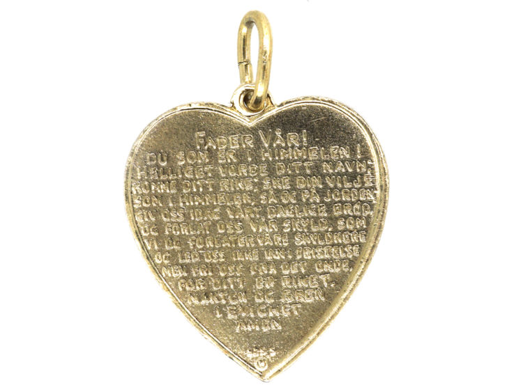 Norwegian Silver Gilt & Enamel Heart Shaped Pendant of a Bird by Ivar T. Holth