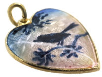 Norwegian Silver Gilt & Enamel Heart Shaped Pendant of a Bird by Ivar T. Holth