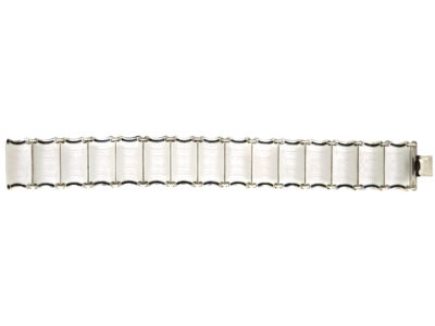 Norwegian Silver & White & Black Enamel Bracelet by Einar Modahl