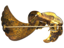 Norwegian Silver Gilt Blue Enamel Bow Brooch by Elvik & Co