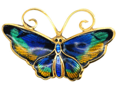 Norwegian Silver Gilt & Enamel Butterfly Brooch by David Andersen Norwegian Silver Gilt & Enamel Butterfly Brooch by David Andersen