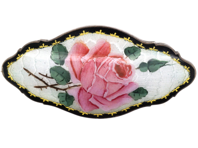 Norwegian Silver Gilt & Enamel Brooch of a Rose