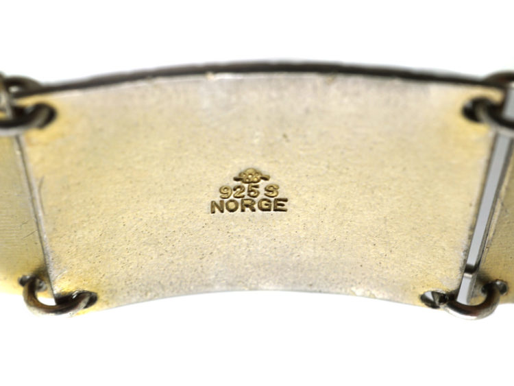 Norwegian Silver, Black & White Enamel Bracelet by Bernard Meldahl