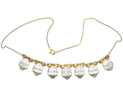 Art Deco Norwegian Silver Gilt & White Enamel Necklace by Andresen & Scheinpflug