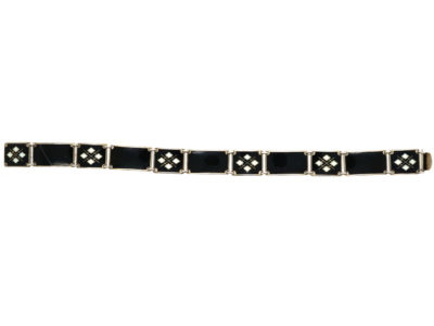 Norwegian Silver, Black & White Enamel Bracelet by Bernard Meldahl