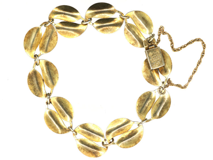 Norwegian Silver & Blue Enamel Leaf Bracelet by Willy Winnaess for David Andersen