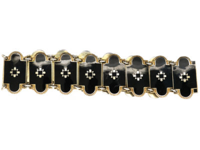 Norwegian Silver Gilt & Black Enamel Bracelet by Bernard Meldahl