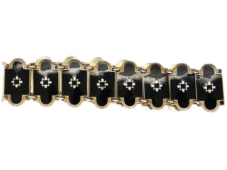 Norwegian Silver Gilt & Black Enamel Bracelet by Bernard Meldahl