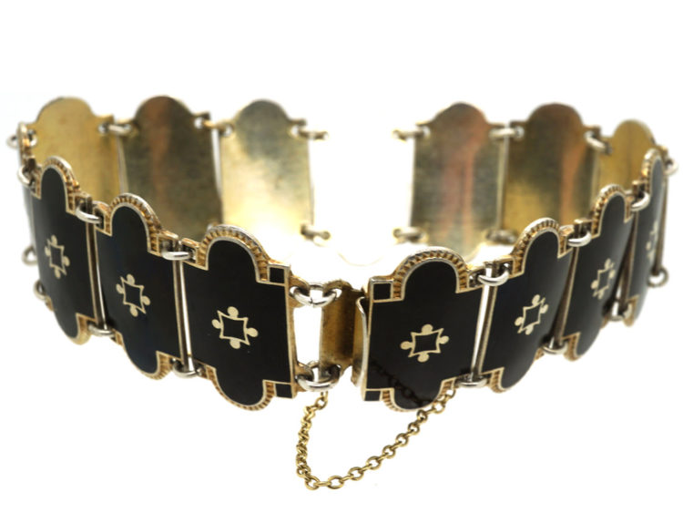 Norwegian Silver Gilt & Black Enamel Bracelet by Bernard Meldahl
