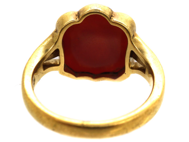 Victorian 18ct Gold & Carnelian Signet Ring with Cockerel Intaglio