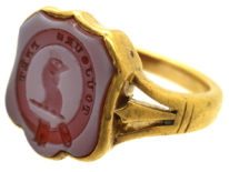 Victorian 18ct Gold & Carnelian Signet Ring with Cockerel Intaglio