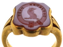 Victorian 18ct Gold & Carnelian Signet Ring with Cockerel Intaglio