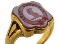 Victorian 18ct Gold & Carnelian Signet Ring with Cockerel Intaglio