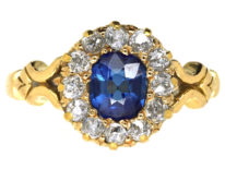 Edwardian 18ct Gold, Sapphire & Diamond Oval Cluster Ring