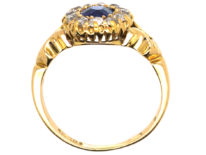 Edwardian 18ct Gold, Sapphire & Diamond Oval Cluster Ring