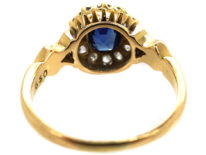 Edwardian 18ct Gold, Sapphire & Diamond Oval Cluster Ring