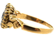 Edwardian 18ct Gold, Sapphire & Diamond Oval Cluster Ring