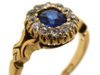 Edwardian 18ct Gold, Sapphire & Diamond Oval Cluster Ring