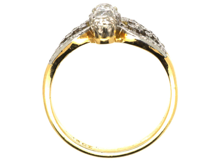 Edwardian 18ct Gold & Platinum, Three Stone Diamond Ornate Ring