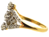 Edwardian 18ct Gold & Platinum, Three Stone Diamond Ornate Ring