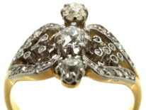 Edwardian 18ct Gold & Platinum, Three Stone Diamond Ornate Ring