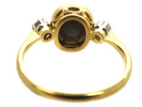 Art Deco 18ct Gold & Platinum, Black Opal & Diamond Ring
